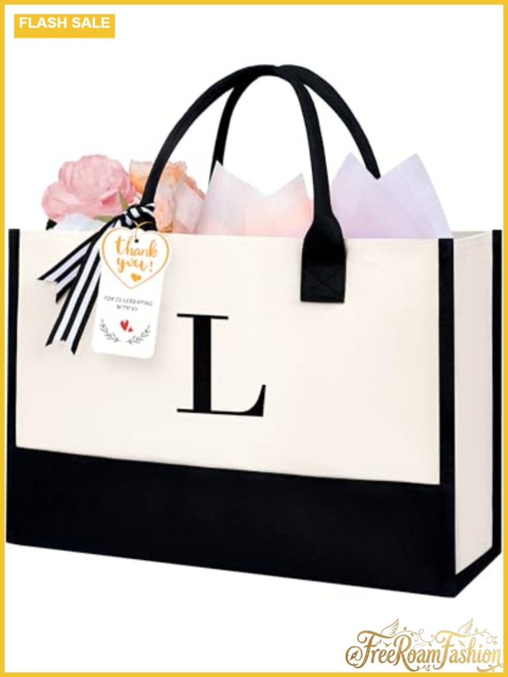 Initial Monogram Tote Bag Jute Canvas Embroidered Personalized Beach